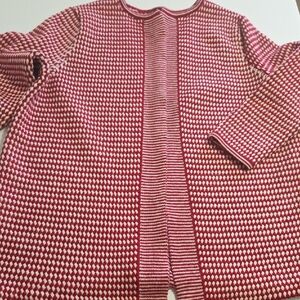 Red and White Patterned Cardigan
